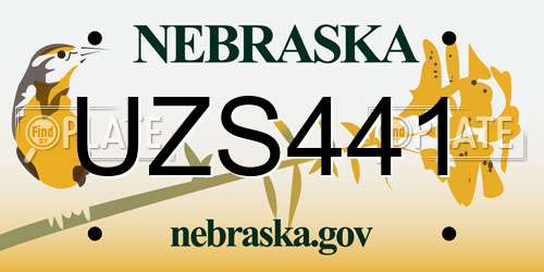 UZS441 Nebraska License Plate