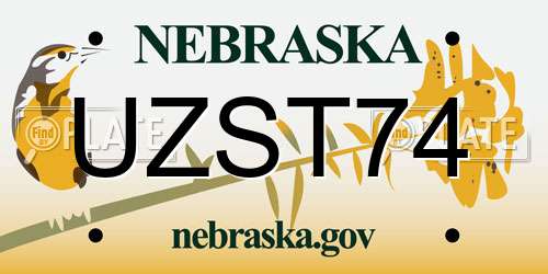 UZST74 Nebraska License Plate
