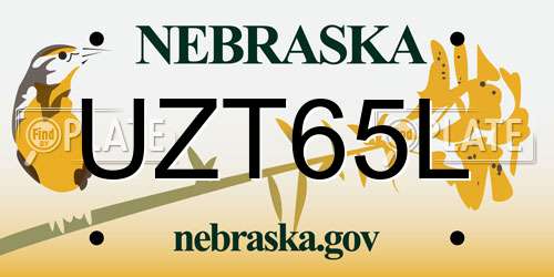 UZT65L Nebraska License Plate