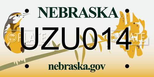 UZU014 Nebraska License Plate