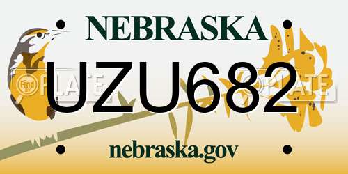 UZU682 Nebraska License Plate