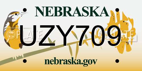 UZY709 Nebraska License Plate