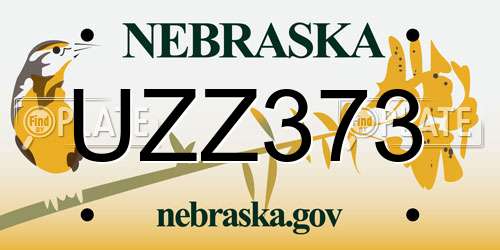 UZZ373 Nebraska License Plate
