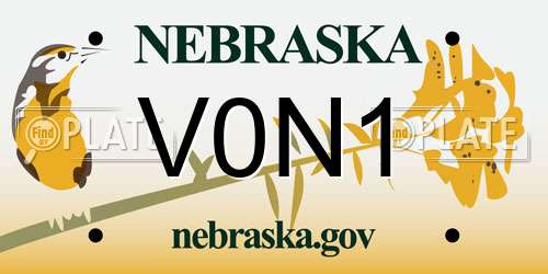 V0N1 Nebraska License Plate