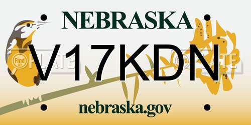 V17KDN Nebraska License Plate