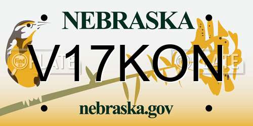 V17KON Nebraska License Plate