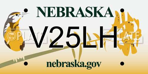 V25LH Nebraska License Plate