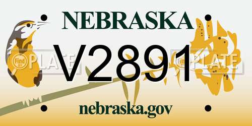 V2891 Nebraska License Plate