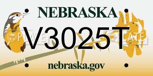 V3025T Nebraska License Plate