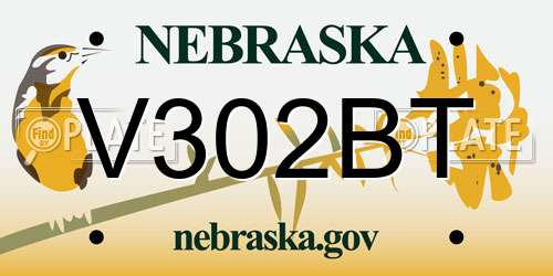 V302BT Nebraska License Plate