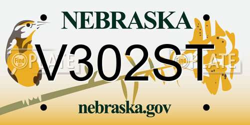 V302ST Nebraska License Plate
