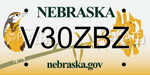 V30ZBZ Nebraska License Plate