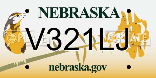 V321LJ Nebraska License Plate