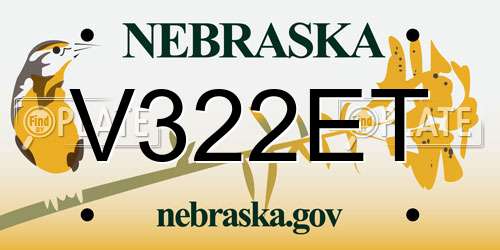 V322ET Nebraska License Plate