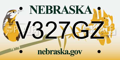 V327GZ Nebraska License Plate