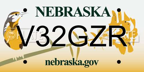 V32GZR Nebraska License Plate