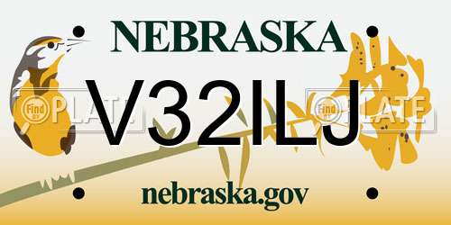 V32ILJ Nebraska License Plate