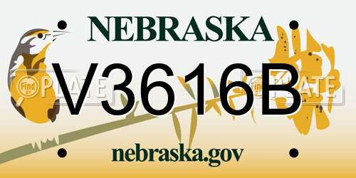 V3616B Nebraska License Plate