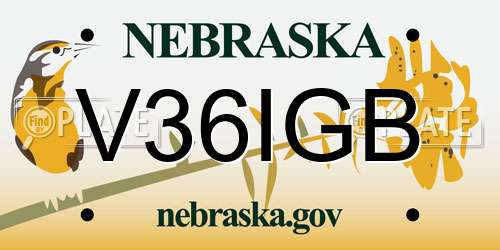 V36IGB Nebraska License Plate