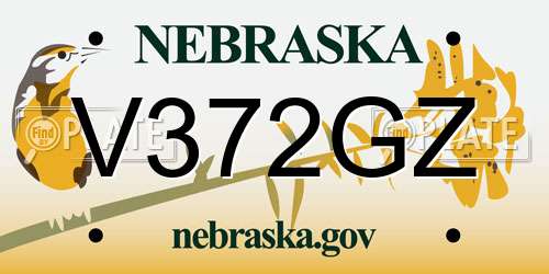 V372GZ Nebraska License Plate