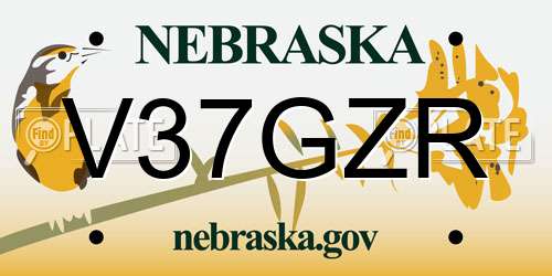 V37GZR Nebraska License Plate