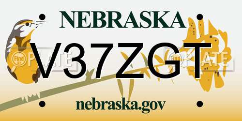V37ZGT Nebraska License Plate