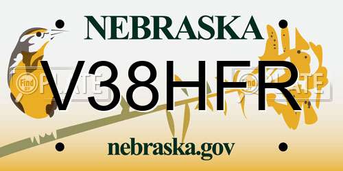 V38HFR Nebraska License Plate