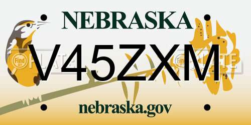 V45ZXM Nebraska License Plate
