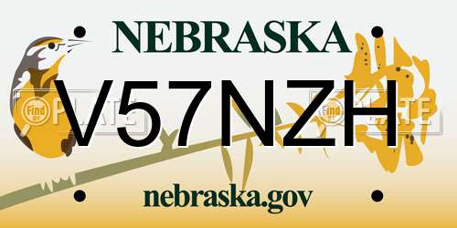 V57NZH Nebraska License Plate