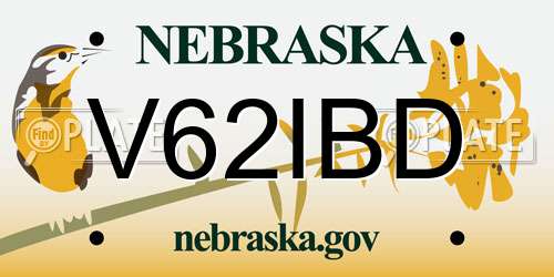 V62IBD Nebraska License Plate