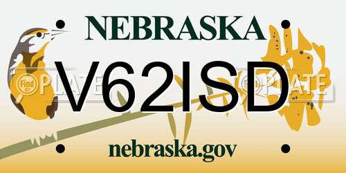 V62ISD Nebraska License Plate