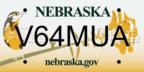 V64MUA Nebraska License Plate