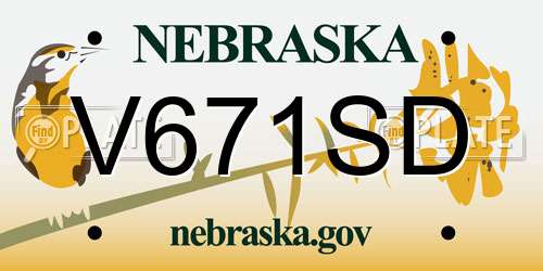 V671SD Nebraska License Plate
