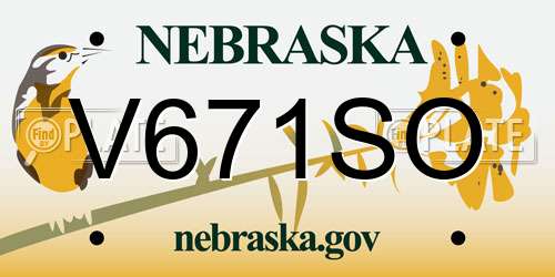 V671SO Nebraska License Plate