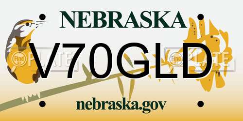 V70GLD Nebraska License Plate