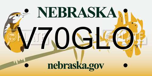 V70GLO Nebraska License Plate