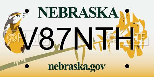 V87NTH Nebraska License Plate