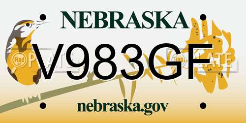 V983GF Nebraska License Plate