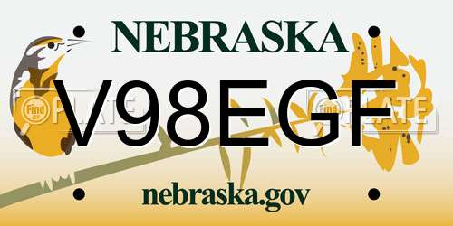 V98EGF Nebraska License Plate