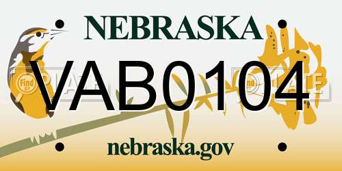 VAB0104 Nebraska License Plate