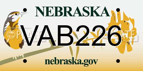 VAB226 Nebraska License Plate