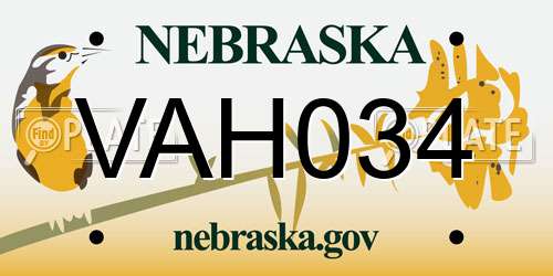 VAH034 Nebraska License Plate