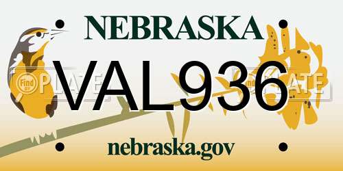 VAL936 Nebraska License Plate