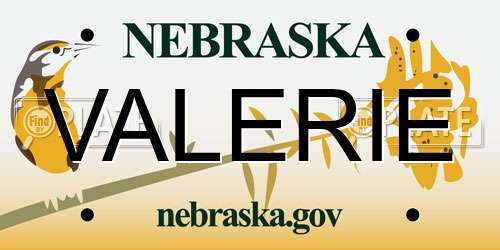 VALERIE Nebraska License Plate