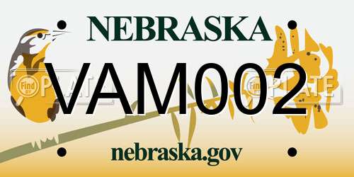 VAM002 Nebraska License Plate