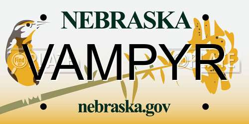 VAMPYR Nebraska License Plate