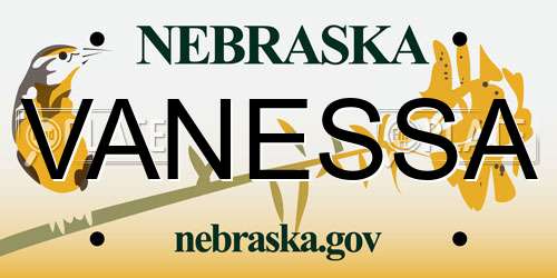 VANESSA Nebraska License Plate