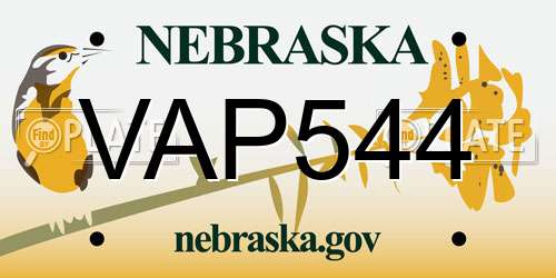 VAP544 Nebraska License Plate