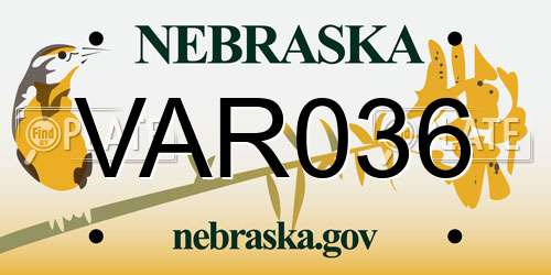 VAR036 Nebraska License Plate