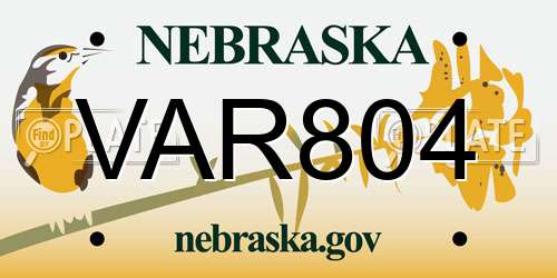 VAR804 Nebraska License Plate